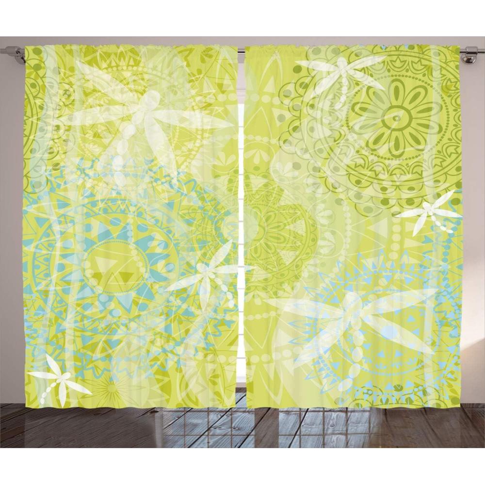 imageAmbesonne Christmas Curtains Wooden Rustic Log Cottage Scenery in The Winter Season Warm Moonlight Living Room Bedroom Window Drapes 2 Panel Set 108 X 84 White NavyAvocado Green