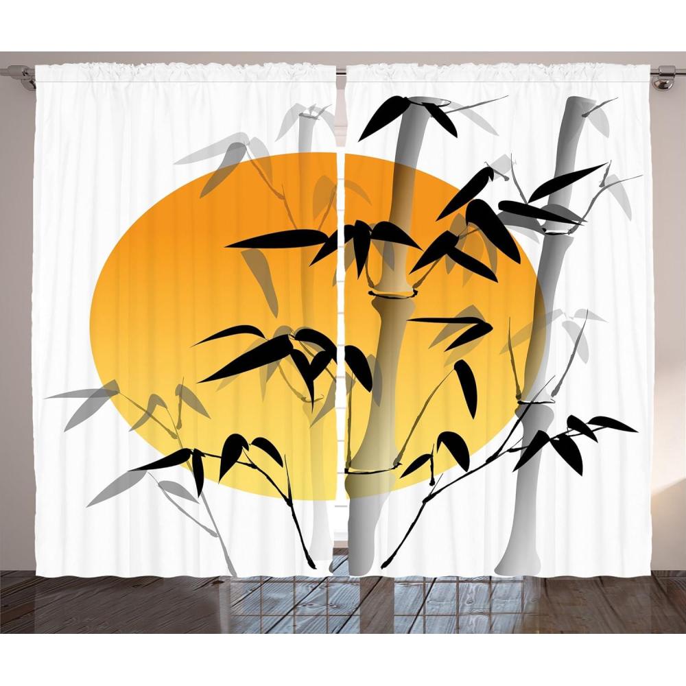 imageAmbesonne Christmas Curtains Wooden Rustic Log Cottage Scenery in The Winter Season Warm Moonlight Living Room Bedroom Window Drapes 2 Panel Set 108 X 84 White NavyOrange White