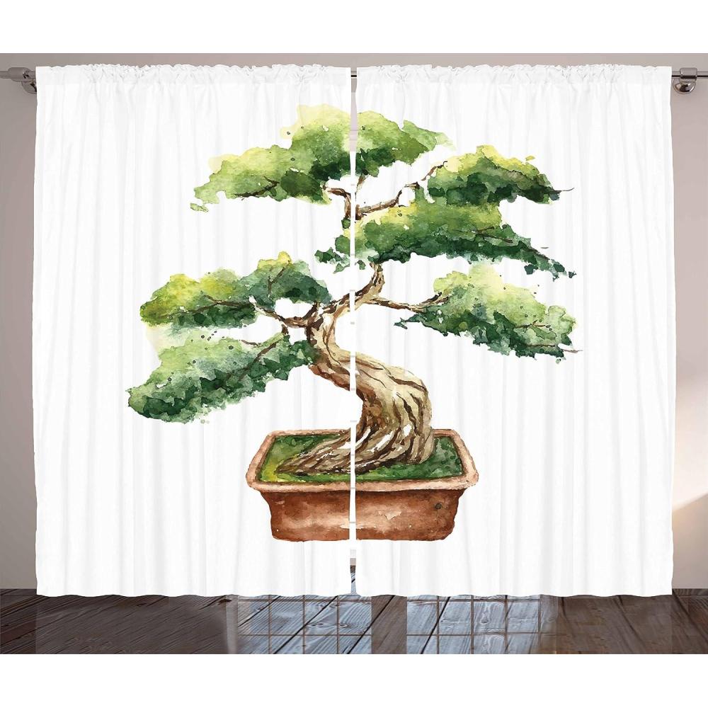 imageAmbesonne Christmas Curtains Wooden Rustic Log Cottage Scenery in The Winter Season Warm Moonlight Living Room Bedroom Window Drapes 2 Panel Set 108 X 84 White NavyGreen