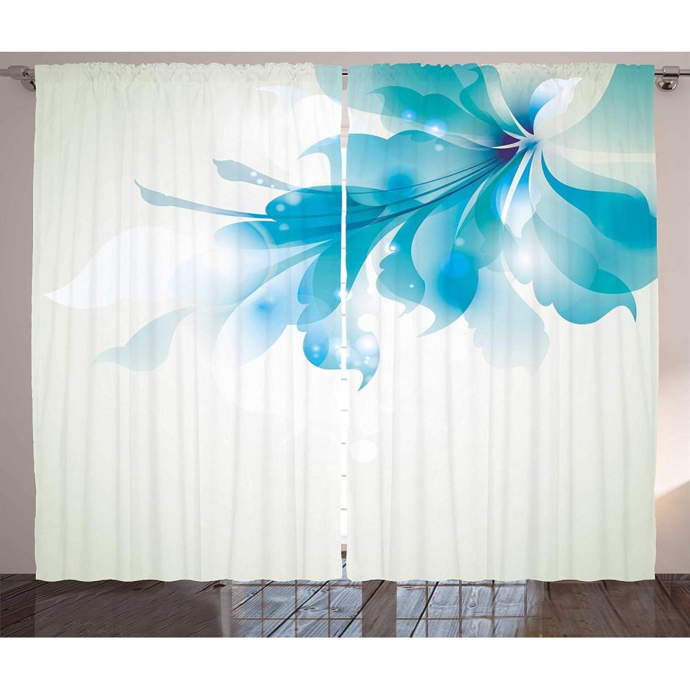 imageAmbesonne Christmas Curtains Wooden Rustic Log Cottage Scenery in The Winter Season Warm Moonlight Living Room Bedroom Window Drapes 2 Panel Set 108 X 84 White NavyEggshell Turquoise