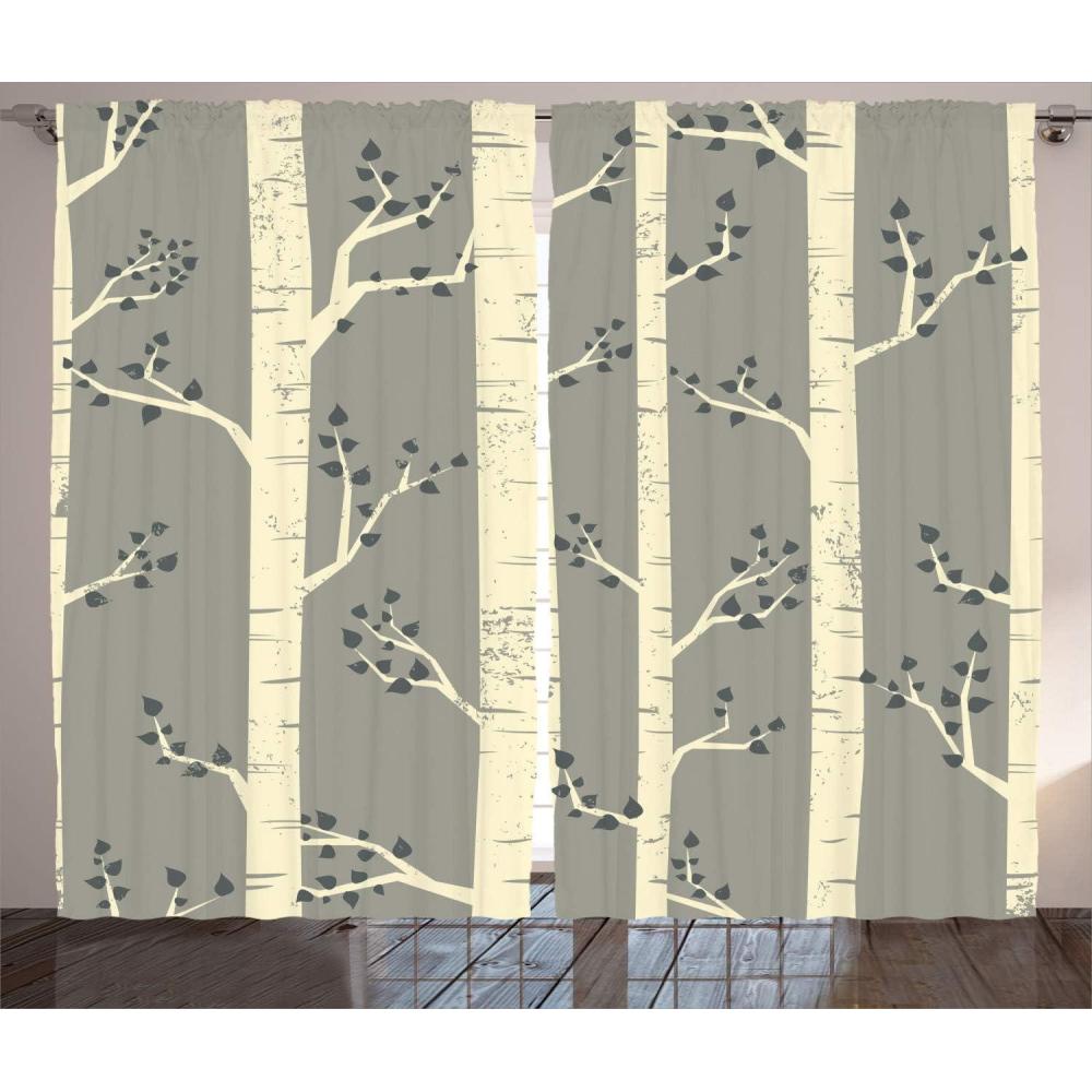 imageAmbesonne Christmas Curtains Wooden Rustic Log Cottage Scenery in The Winter Season Warm Moonlight Living Room Bedroom Window Drapes 2 Panel Set 108 X 84 White NavyWarm Taupe