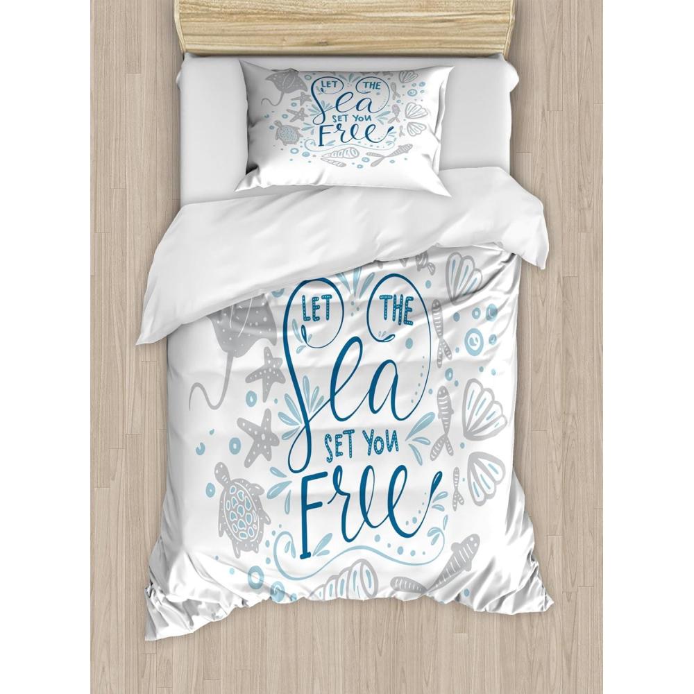 imageAmbesonne Christmas Duvet Cover Set Floral Winter Red Bird Hat and Scarf on Blooming Tree Nature Inspired Decorative 3 Piece Bedding Set with 2 Pillow Shams Queen Size Burgundy GreenPale Blue Navy Blue