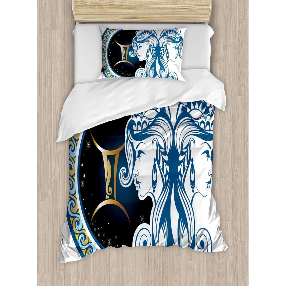 imageAmbesonne Christmas Duvet Cover Set Floral Winter Red Bird Hat and Scarf on Blooming Tree Nature Inspired Decorative 3 Piece Bedding Set with 2 Pillow Shams Queen Size Burgundy GreenBlue Black