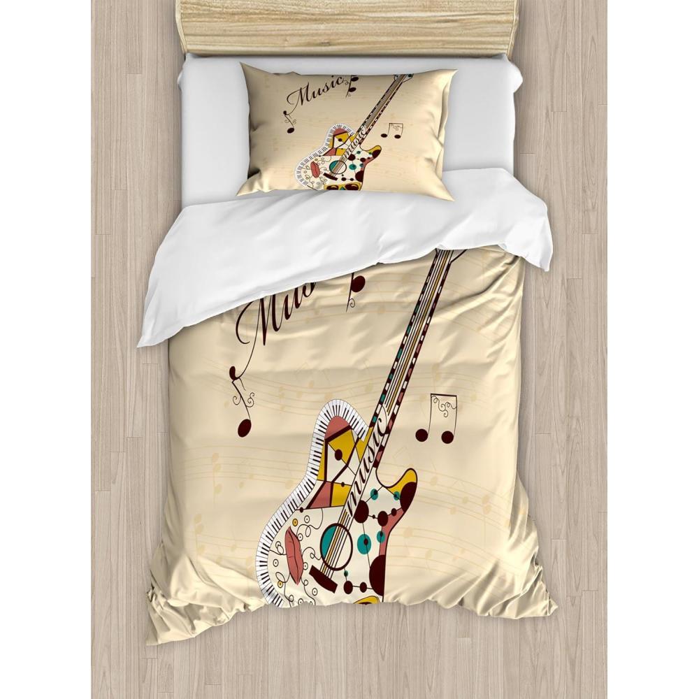 imageAmbesonne Christmas Duvet Cover Set Floral Winter Red Bird Hat and Scarf on Blooming Tree Nature Inspired Decorative 3 Piece Bedding Set with 2 Pillow Shams Queen Size Burgundy GreenSand Brown Multicolor