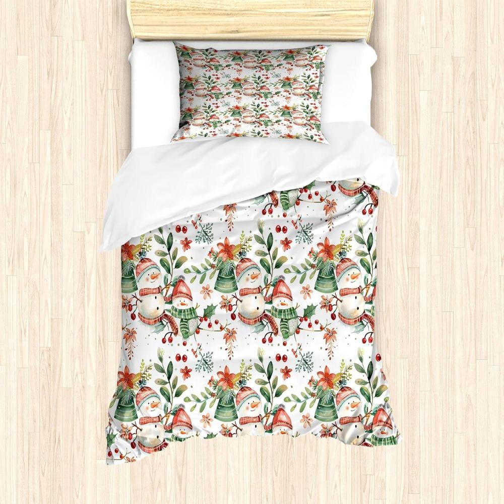 imageAmbesonne Christmas Duvet Cover Set Floral Winter Red Bird Hat and Scarf on Blooming Tree Nature Inspired Decorative 3 Piece Bedding Set with 2 Pillow Shams Queen Size Burgundy GreenBurgundy Tan and Vermilion