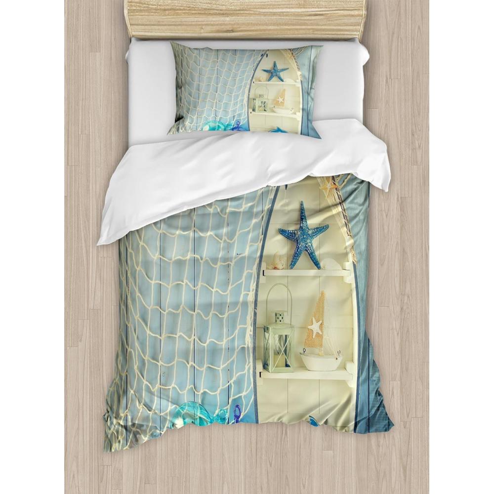 imageAmbesonne Christmas Duvet Cover Set Floral Winter Red Bird Hat and Scarf on Blooming Tree Nature Inspired Decorative 3 Piece Bedding Set with 2 Pillow Shams Queen Size Burgundy GreenBlue Beige