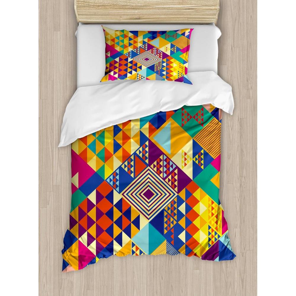 imageAmbesonne Christmas Duvet Cover Set Floral Winter Red Bird Hat and Scarf on Blooming Tree Nature Inspired Decorative 3 Piece Bedding Set with 2 Pillow Shams Queen Size Burgundy GreenRed Yellow