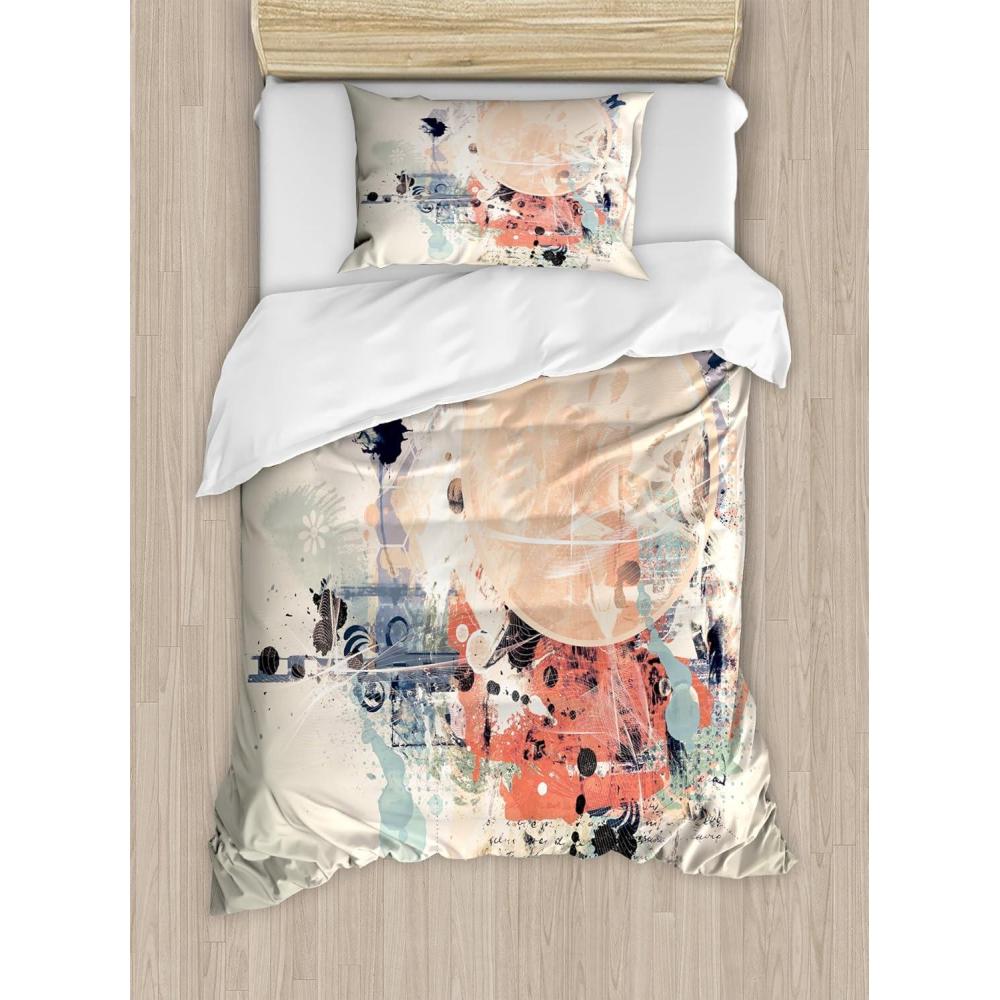 imageAmbesonne Christmas Duvet Cover Set Watercolor Christmas Theme Fir Trees Abstract Silhouettes Illustration Decorative 3 Piece Bedding Set with 2 Pillow Shams Queen Size Green SeafoamIvory