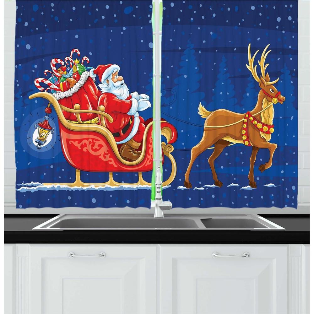 imageAmbesonne Christmas Kitchen Curtains Taste of Xmas Season Frame Gingerbread Cookies and Biscuits Window Drapes 2 Panel Set for Kitchen Cafe Decor 55quot x 39quot Brown GreenNavy Blue Multicolor