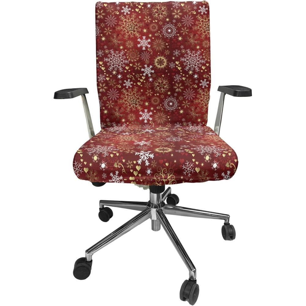 imageAmbesonne Christmas Office Chair Cover Colorful Christmas Balls Different Retro Pattern Holiday Celebration Stretchable Decorative Universal Size High Back Printed Slipcover Blue Grey Purple YellowVermilion Yellow