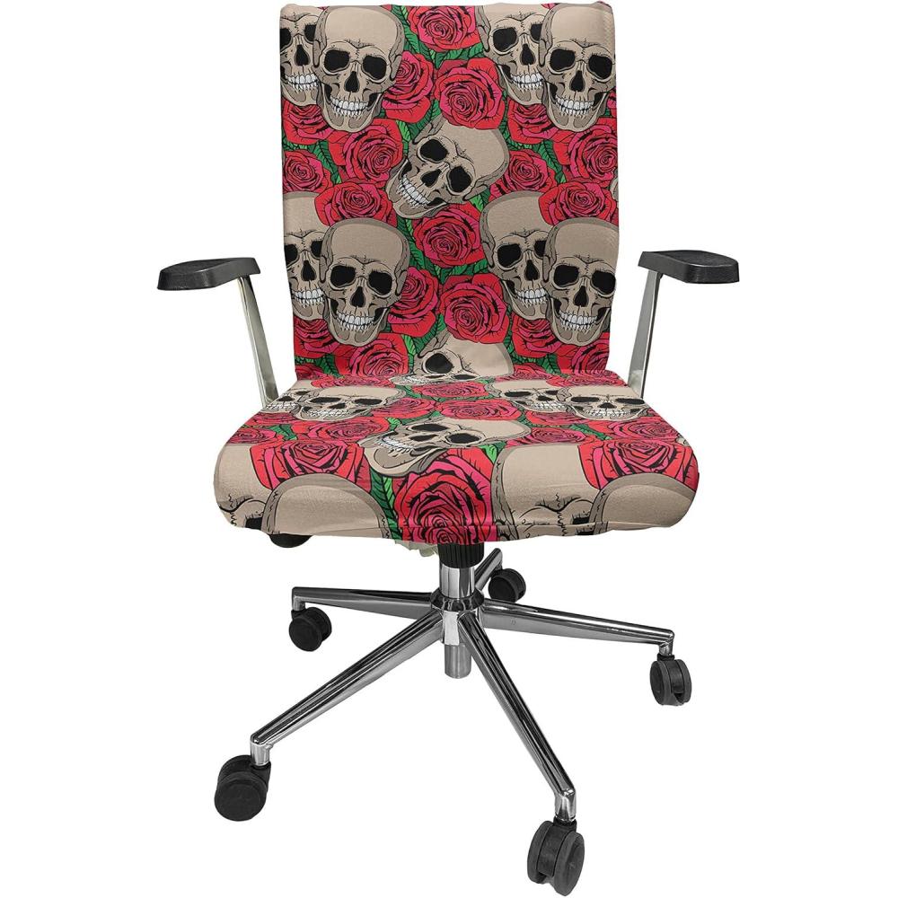 imageAmbesonne Christmas Office Chair Cover Colorful Christmas Balls Different Retro Pattern Holiday Celebration Stretchable Decorative Universal Size High Back Printed Slipcover Blue Grey Purple YellowVermilion Tan Green