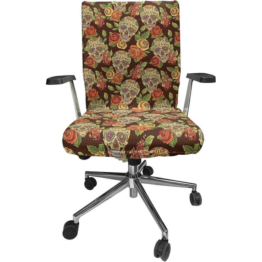 imageAmbesonne Christmas Office Chair Cover Colorful Christmas Balls Different Retro Pattern Holiday Celebration Stretchable Decorative Universal Size High Back Printed Slipcover Blue Grey Purple YellowPale Green Yellow Orange