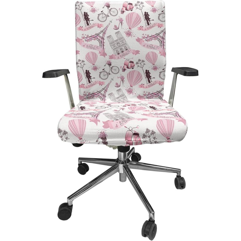 imageAmbesonne Christmas Office Chair Cover Colorful Christmas Balls Different Retro Pattern Holiday Celebration Stretchable Decorative Universal Size High Back Printed Slipcover Blue Grey Purple YellowRose Pink
