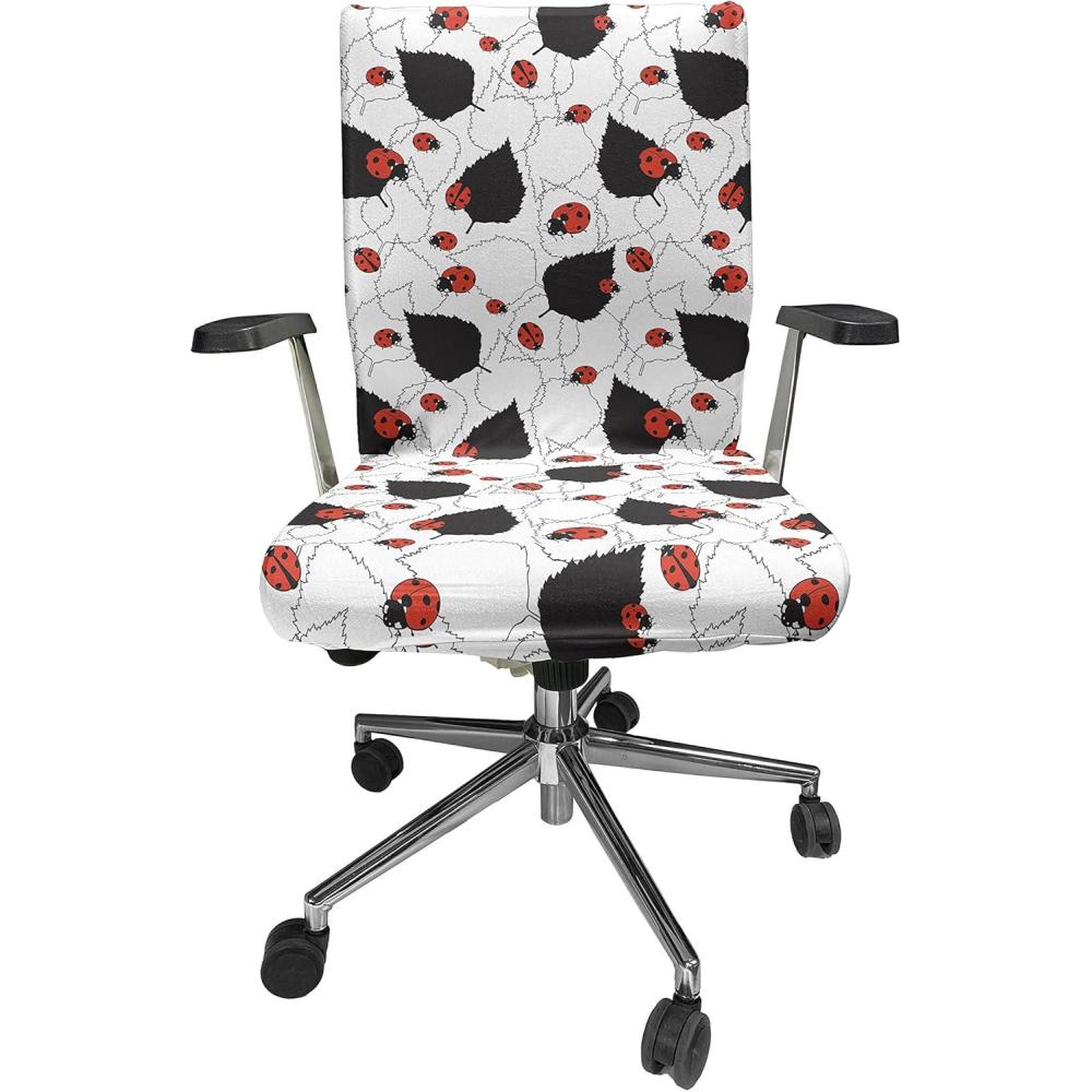 imageAmbesonne Christmas Office Chair Cover Colorful Christmas Balls Different Retro Pattern Holiday Celebration Stretchable Decorative Universal Size High Back Printed Slipcover Blue Grey Purple YellowBlack White