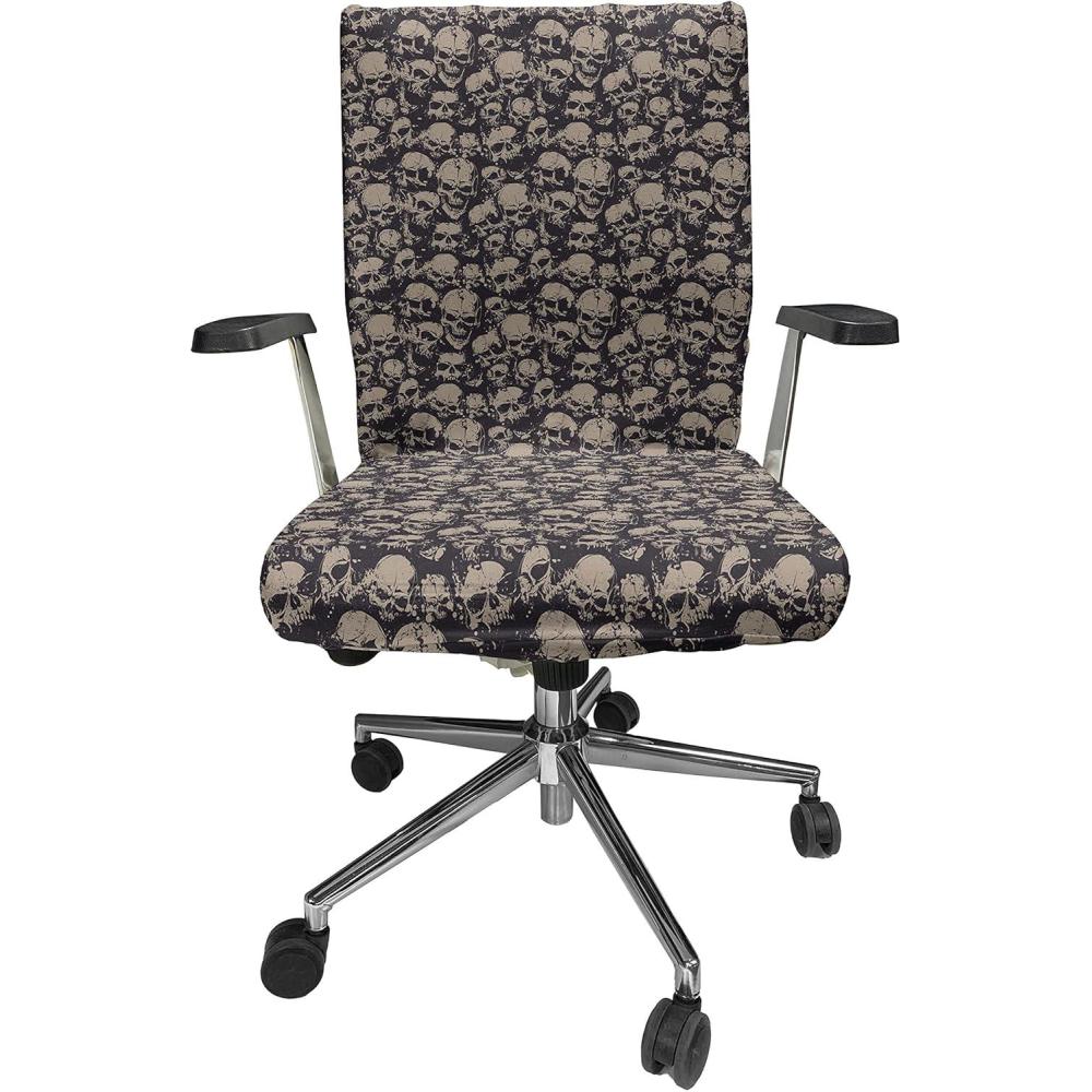 imageAmbesonne Christmas Office Chair Cover Colorful Christmas Balls Different Retro Pattern Holiday Celebration Stretchable Decorative Universal Size High Back Printed Slipcover Blue Grey Purple YellowCharcoal Grey