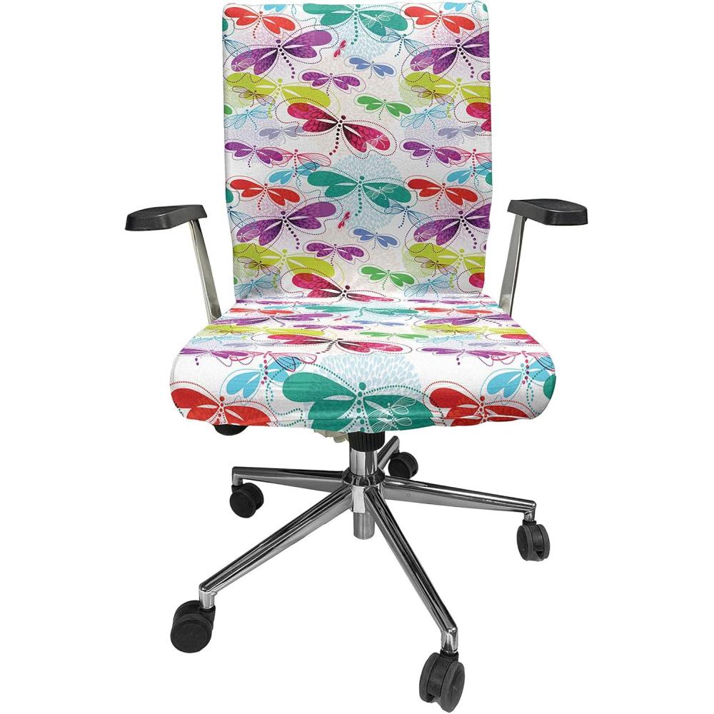 imageAmbesonne Christmas Office Chair Cover Colorful Christmas Balls Different Retro Pattern Holiday Celebration Stretchable Decorative Universal Size High Back Printed Slipcover Blue Grey Purple YellowPink Teal