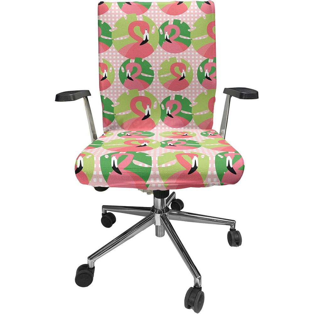 imageAmbesonne Christmas Office Chair Cover Colorful Christmas Balls Different Retro Pattern Holiday Celebration Stretchable Decorative Universal Size High Back Printed Slipcover Blue Grey Purple YellowFern Green