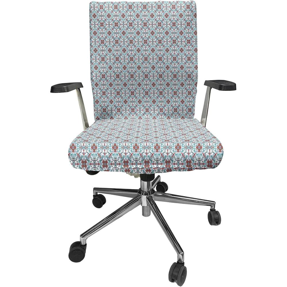 imageAmbesonne Christmas Office Chair Cover Colorful Christmas Balls Different Retro Pattern Holiday Celebration Stretchable Decorative Universal Size High Back Printed Slipcover Blue Grey Purple YellowBlue Green