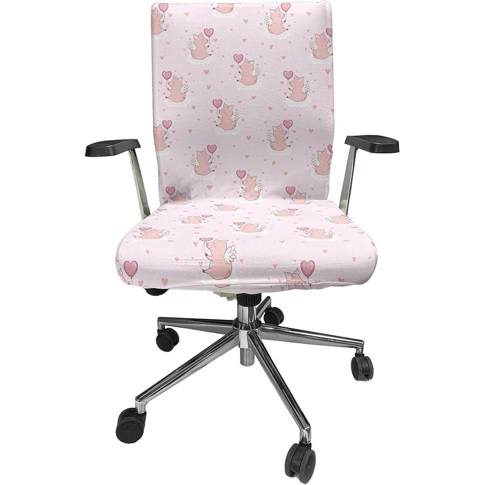 imageAmbesonne Christmas Office Chair Cover Colorful Christmas Balls Different Retro Pattern Holiday Celebration Stretchable Decorative Universal Size High Back Printed Slipcover Blue Grey Purple YellowPink Rose