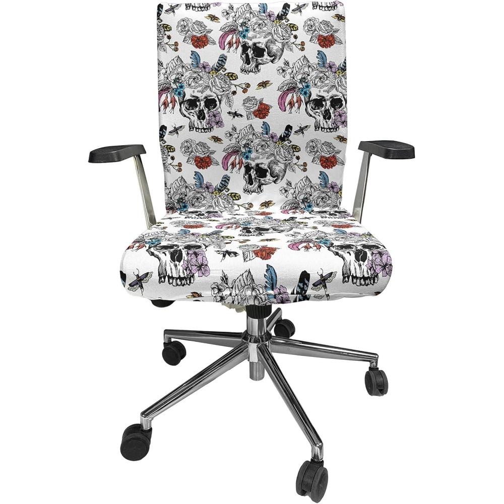 imageAmbesonne Christmas Office Chair Cover Colorful Christmas Balls Different Retro Pattern Holiday Celebration Stretchable Decorative Universal Size High Back Printed Slipcover Blue Grey Purple YellowSky Blue White Purple
