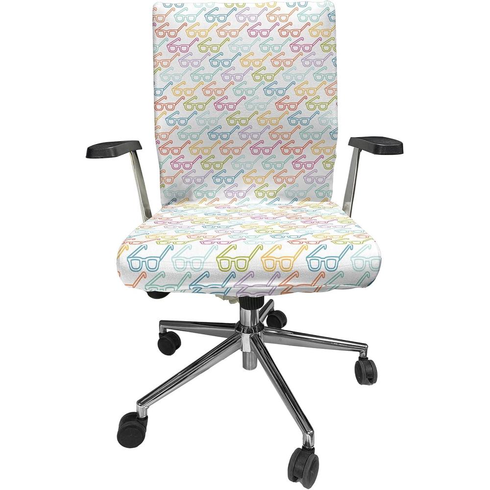 imageAmbesonne Christmas Office Chair Cover Colorful Christmas Balls Different Retro Pattern Holiday Celebration Stretchable Decorative Universal Size High Back Printed Slipcover Blue Grey Purple YellowOff White