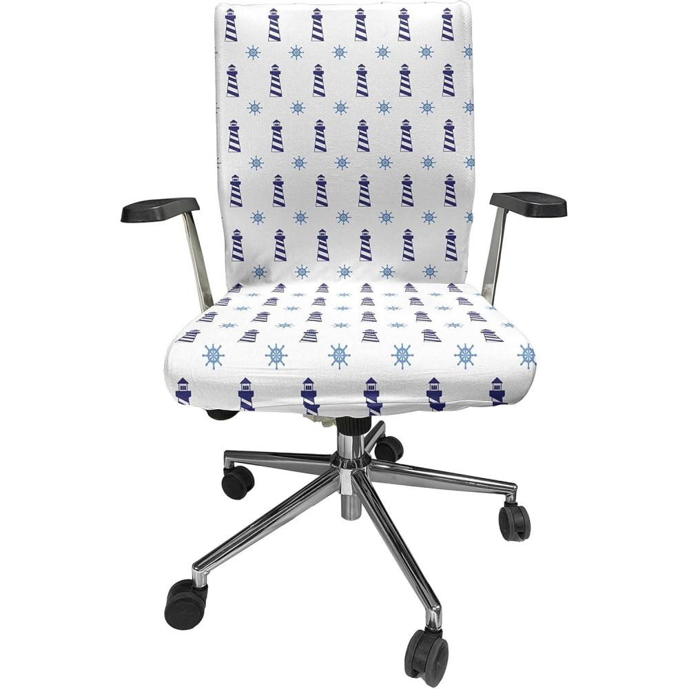 imageAmbesonne Christmas Office Chair Cover Colorful Christmas Balls Different Retro Pattern Holiday Celebration Stretchable Decorative Universal Size High Back Printed Slipcover Blue Grey Purple YellowPale Blue