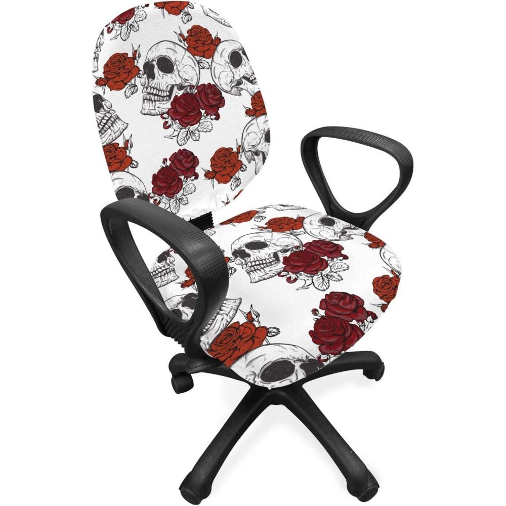 imageAmbesonne Christmas Office Chair Cover Colorful Christmas Balls Different Retro Pattern Holiday Celebration Stretchable Decorative Universal Size High Back Printed Slipcover Blue Grey Purple YellowGrey