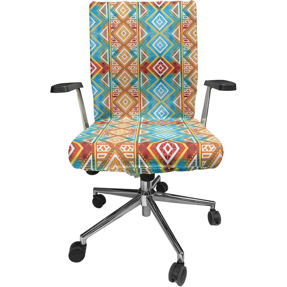 imageAmbesonne Christmas Office Chair Cover Colorful Christmas Balls Different Retro Pattern Holiday Celebration Stretchable Decorative Universal Size High Back Printed Slipcover Blue Grey Purple YellowBeige Aqua