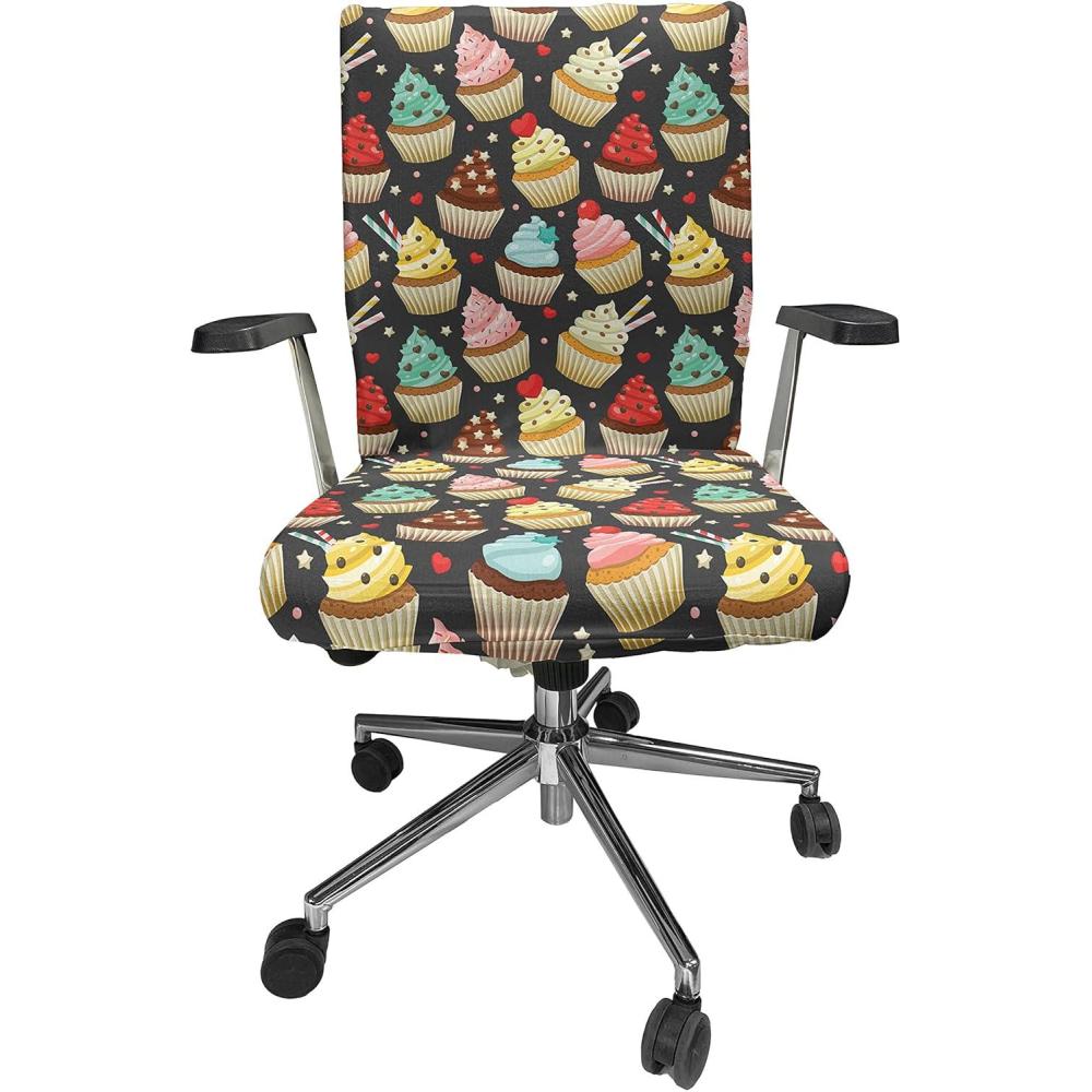 imageAmbesonne Christmas Office Chair Cover Colorful Christmas Balls Different Retro Pattern Holiday Celebration Stretchable Decorative Universal Size High Back Printed Slipcover Blue Grey Purple YellowGrey Red