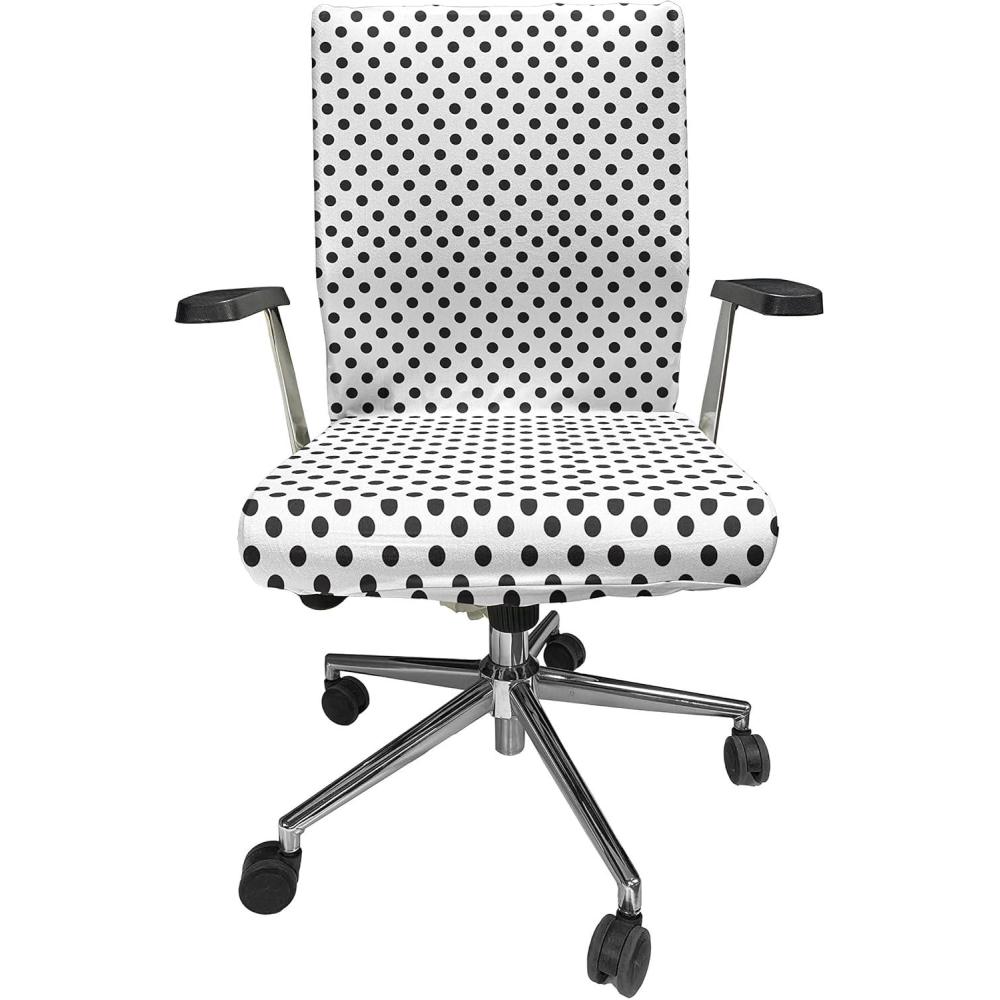 imageAmbesonne Christmas Office Chair Slipcover Vivid of Joyous Holiday Celebration Jumping Dancing Cheery Cartoon for Yule Protective Stretch Decorative Fabric Cover Standard Size Green RedPale Charcoal