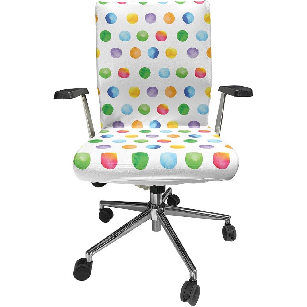 imageAmbesonne Christmas Office Chair Slipcover Vivid of Joyous Holiday Celebration Jumping Dancing Cheery Cartoon for Yule Protective Stretch Decorative Fabric Cover Standard Size Green RedGreen White