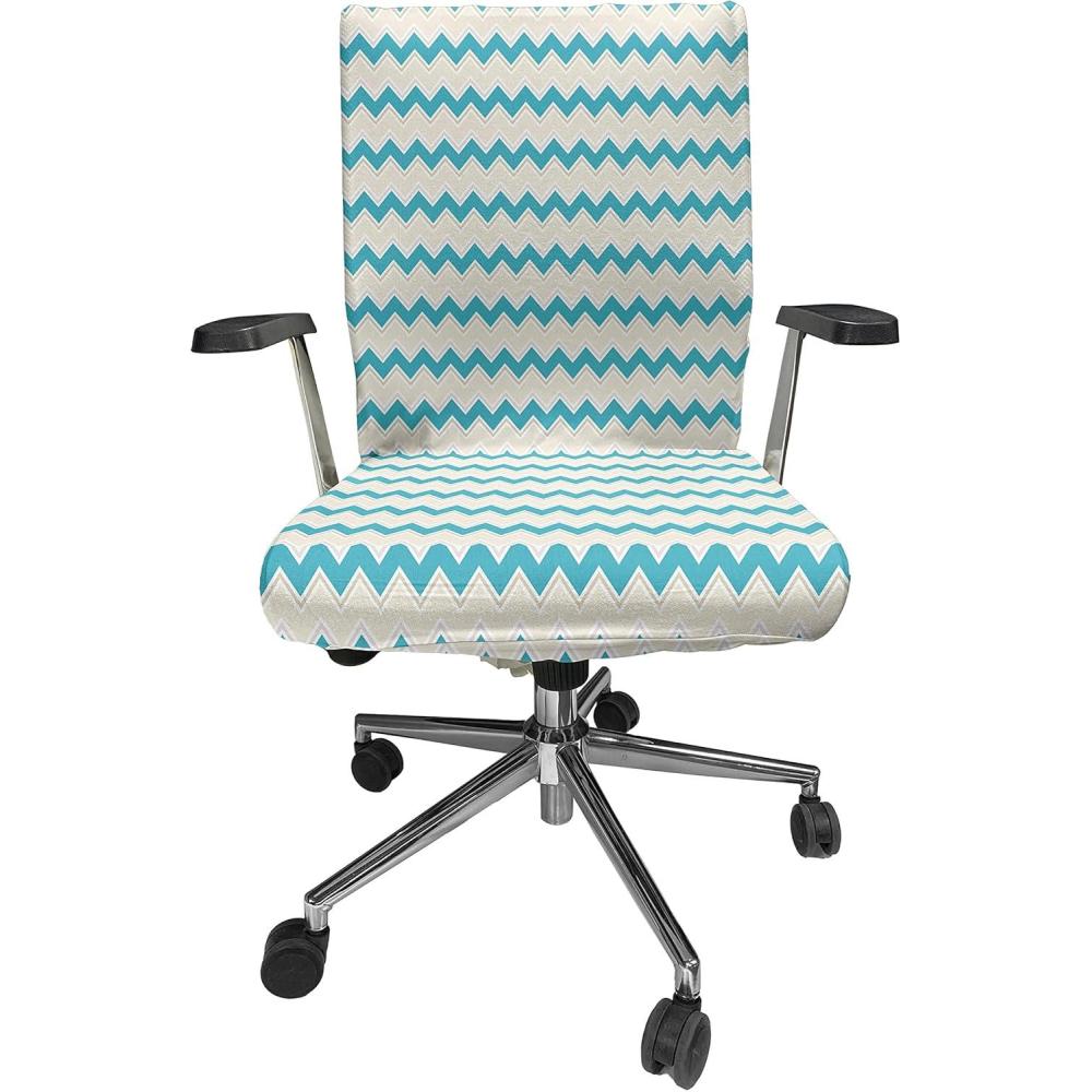 imageAmbesonne Christmas Office Chair Slipcover Vivid of Joyous Holiday Celebration Jumping Dancing Cheery Cartoon for Yule Protective Stretch Decorative Fabric Cover Standard Size Green RedCream Teal