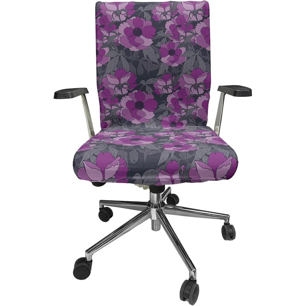 imageAmbesonne Christmas Office Chair Slipcover Vivid of Joyous Holiday Celebration Jumping Dancing Cheery Cartoon for Yule Protective Stretch Decorative Fabric Cover Standard Size Green RedPurple Grey