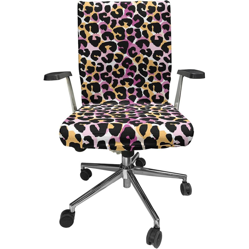 imageAmbesonne Christmas Office Chair Slipcover Vivid of Joyous Holiday Celebration Jumping Dancing Cheery Cartoon for Yule Protective Stretch Decorative Fabric Cover Standard Size Green RedPink Black