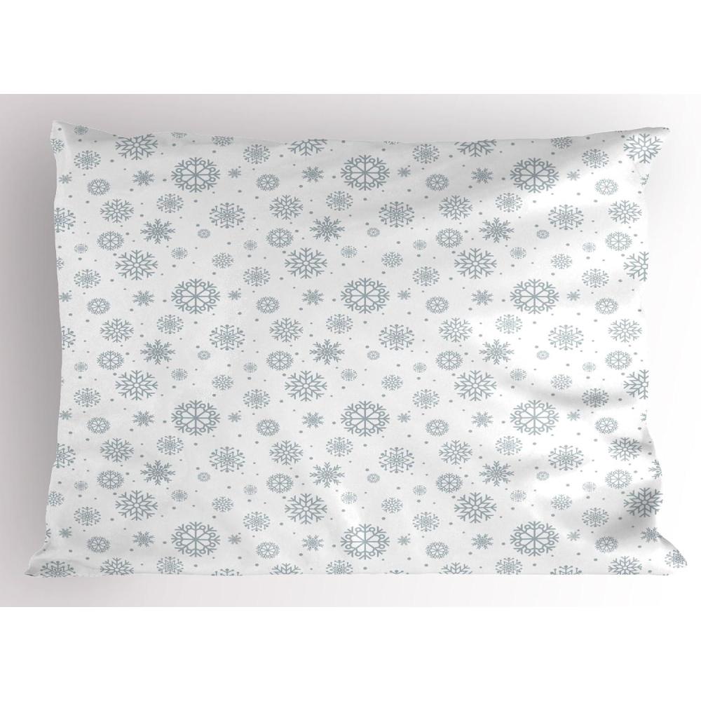 imageAmbesonne Christmas Pillow Sham Set of 2 Holiday Season Office Design Tree Celebration Snowflakes Celebration Quality Microfiber Bedding Item for All Seasons 30quot x 20quot White Green RedGrey White