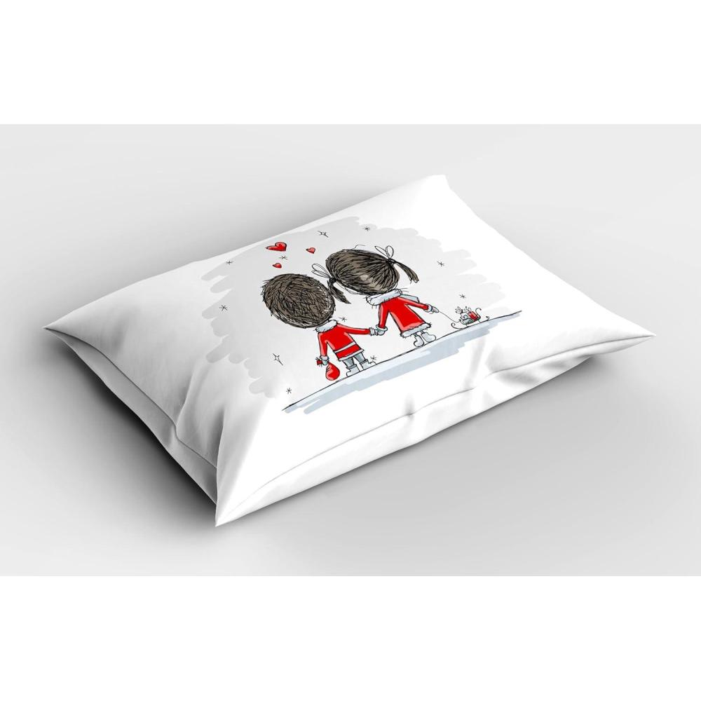 imageAmbesonne Christmas Pillow Sham Set of 2 Holiday Season Office Design Tree Celebration Snowflakes Celebration Quality Microfiber Bedding Item for All Seasons 30quot x 20quot White Green RedScarlet Cocoa Grey