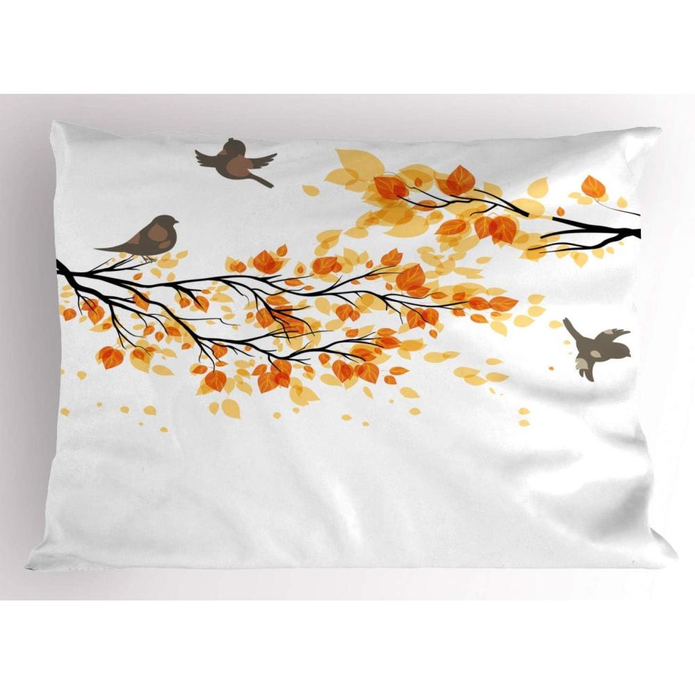 imageAmbesonne Christmas Pillow Sham Set of 2 Holiday Season Office Design Tree Celebration Snowflakes Celebration Quality Microfiber Bedding Item for All Seasons 30quot x 20quot White Green RedYellow and Cream