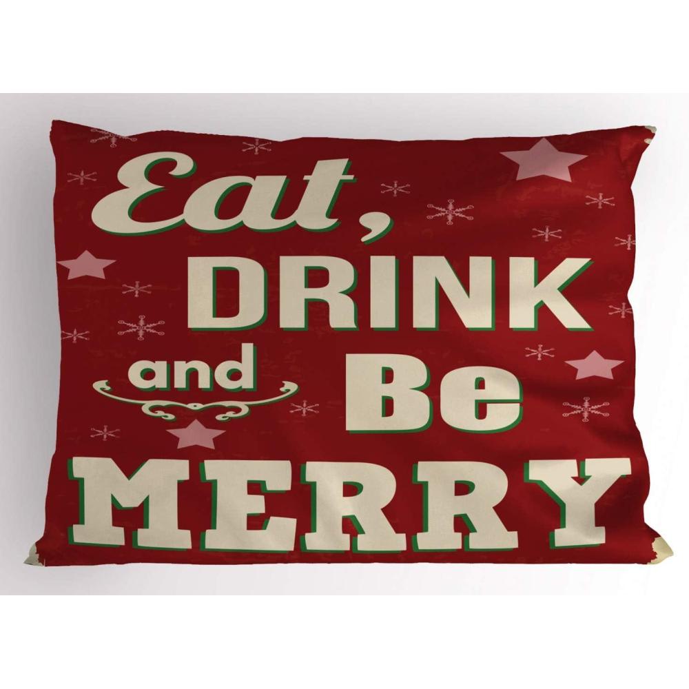 imageAmbesonne Christmas Pillow Sham Set of 2 Holiday Season Office Design Tree Celebration Snowflakes Celebration Quality Microfiber Bedding Item for All Seasons 30quot x 20quot White Green RedRed Beige Green