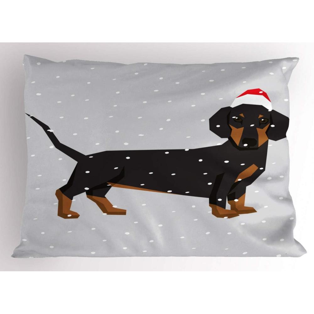 imageAmbesonne Christmas Pillow Sham Set of 2 Holiday Season Office Design Tree Celebration Snowflakes Celebration Quality Microfiber Bedding Item for All Seasons 30quot x 20quot White Green RedPale Grey Dark Grey Pale Caramel Vermilion