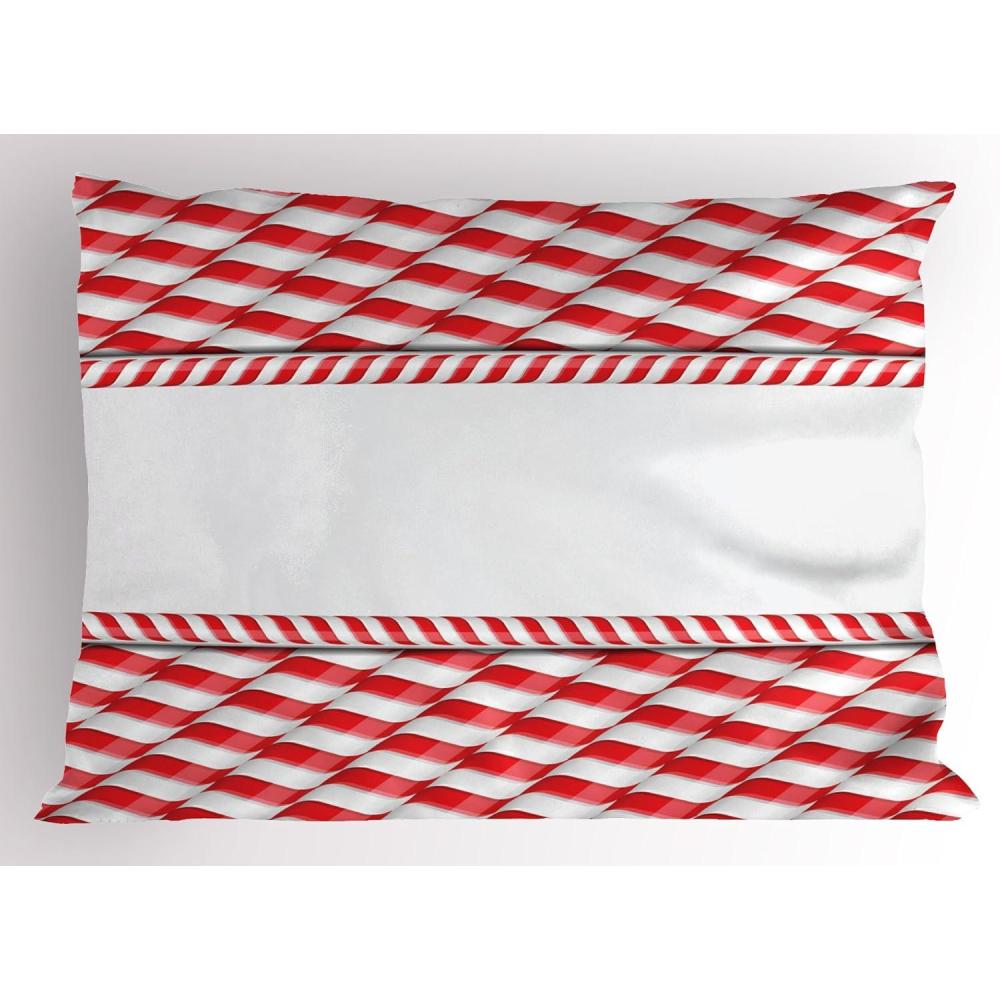 imageAmbesonne Christmas Pillow Sham Set of 2 Holiday Season Office Design Tree Celebration Snowflakes Celebration Quality Microfiber Bedding Item for All Seasons 30quot x 20quot White Green RedScarlet White