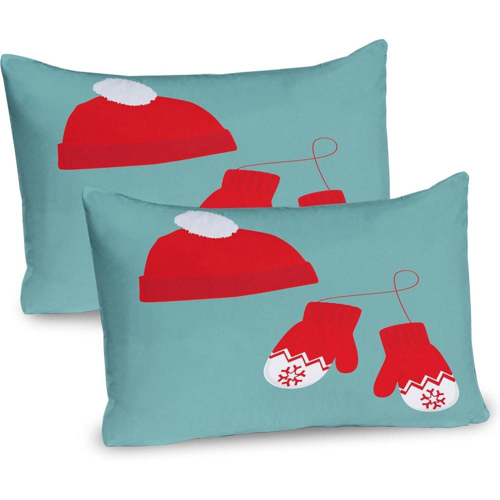 imageAmbesonne Christmas Pillow Sham Set of 2 Holiday Season Office Design Tree Celebration Snowflakes Celebration Quality Microfiber Bedding Item for All Seasons 30quot x 20quot White Green RedVermilion Seafoam