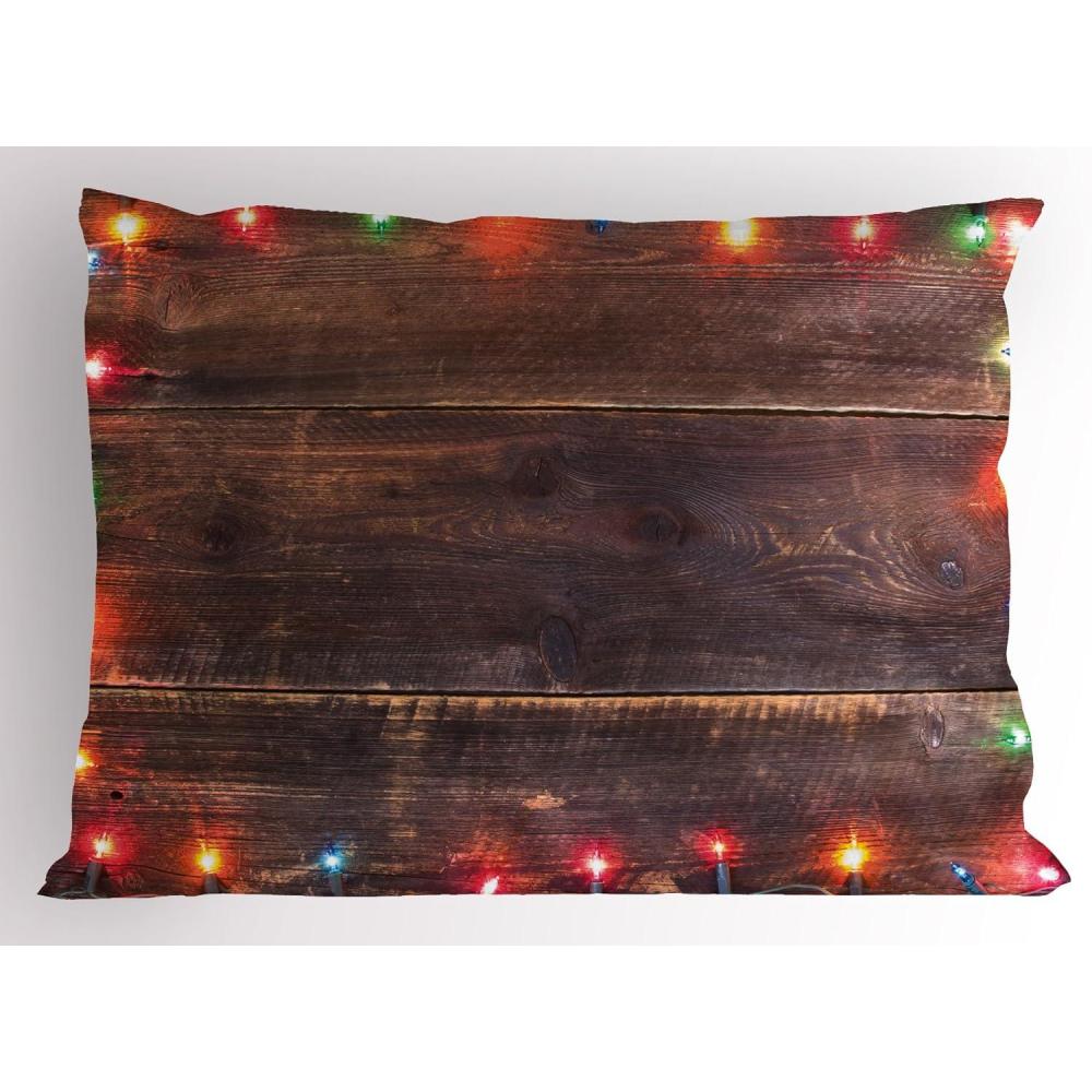 imageAmbesonne Christmas Pillow Sham Set of 2 Holiday Season Office Design Tree Celebration Snowflakes Celebration Quality Microfiber Bedding Item for All Seasons 30quot x 20quot White Green RedRedwood