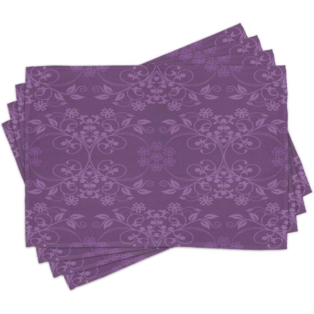 imageAmbesonne Christmas Place Mats Set of 8 Xmas Baubles on Snow Snowflakes Ice Holiday Humanitarian Art Illustration Washable Fabric Placemats for Dining Table Placemat 8 pcs Red WhiteEggplant Purple