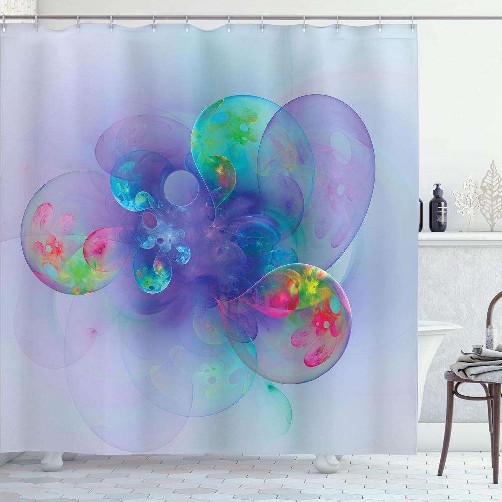imageAmbesonne Christmas Shower Curtain Holiday Season Office Design Tree Celebration Snowflakes Celebration Cloth Fabric Bathroom Decor Set with Hooks 69quot W x 75quot L White Green RedViolet Red