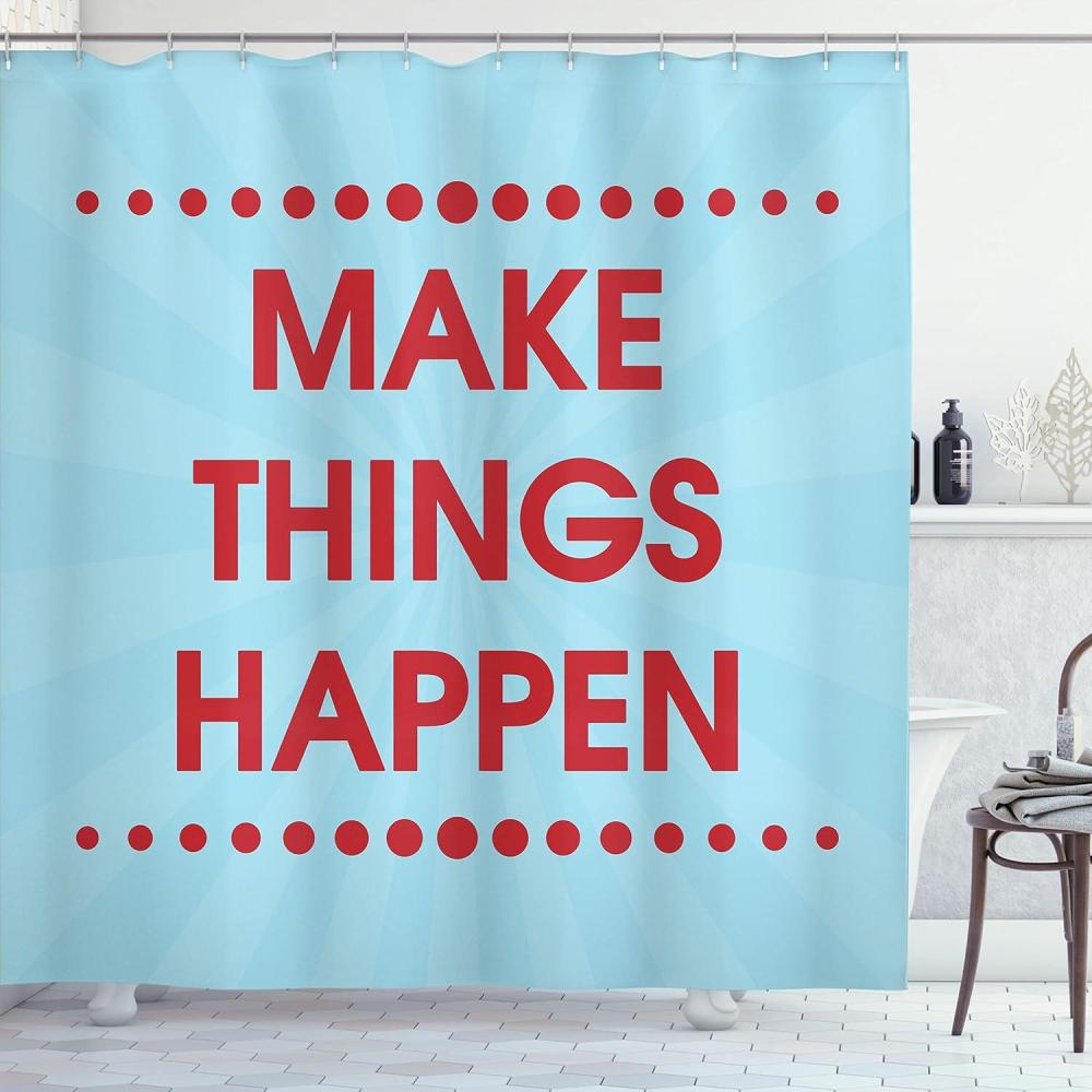 imageAmbesonne Christmas Shower Curtain Holiday Season Office Design Tree Celebration Snowflakes Celebration Cloth Fabric Bathroom Decor Set with Hooks 69quot W x 75quot L White Green RedTurquoise Maroon