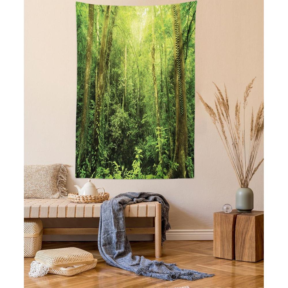imageAmbesonne Christmas Tapestry Pine Tree with Present Boxes on Snowy Board Xmas at Countryside Theme Wall Hanging for Bedroom Living Room Dorm Decor 40quot X 60quot Green BrownGreen