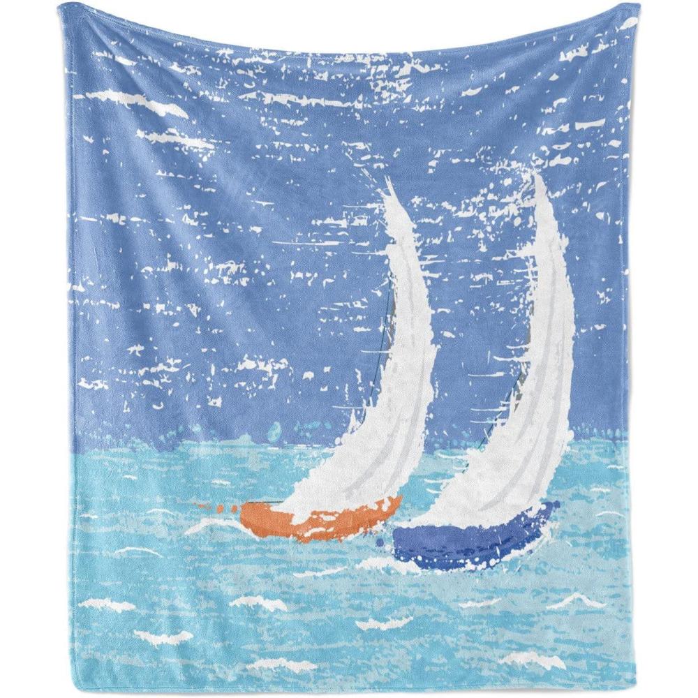 imageAmbesonne Christmas Throw Blanket Xmas Eve Starry Night in Snowy Town with Starry Sky Reindeer and Moon Flannel Fleece Accent Piece Soft Couch Cover for Adults 70quot x 90quot Cocoa Dark Slate BlueBlue