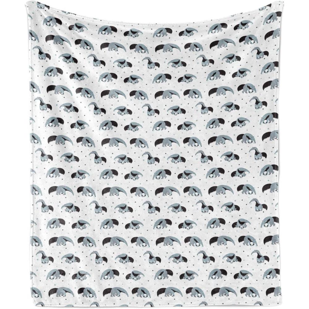 imageAmbesonne Christmas Throw Blanket Xmas Eve Starry Night in Snowy Town with Starry Sky Reindeer and Moon Flannel Fleece Accent Piece Soft Couch Cover for Adults 70quot x 90quot Cocoa Dark Slate BlueBlue Grey