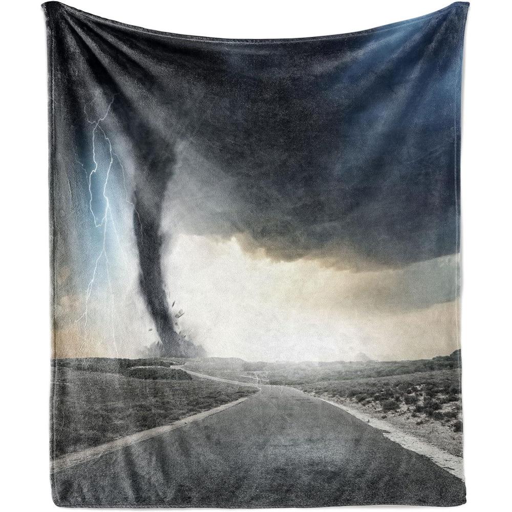 imageAmbesonne Christmas Throw Blanket Xmas Eve Starry Night in Snowy Town with Starry Sky Reindeer and Moon Flannel Fleece Accent Piece Soft Couch Cover for Adults 70quot x 90quot Cocoa Dark Slate BlueGrey Grey