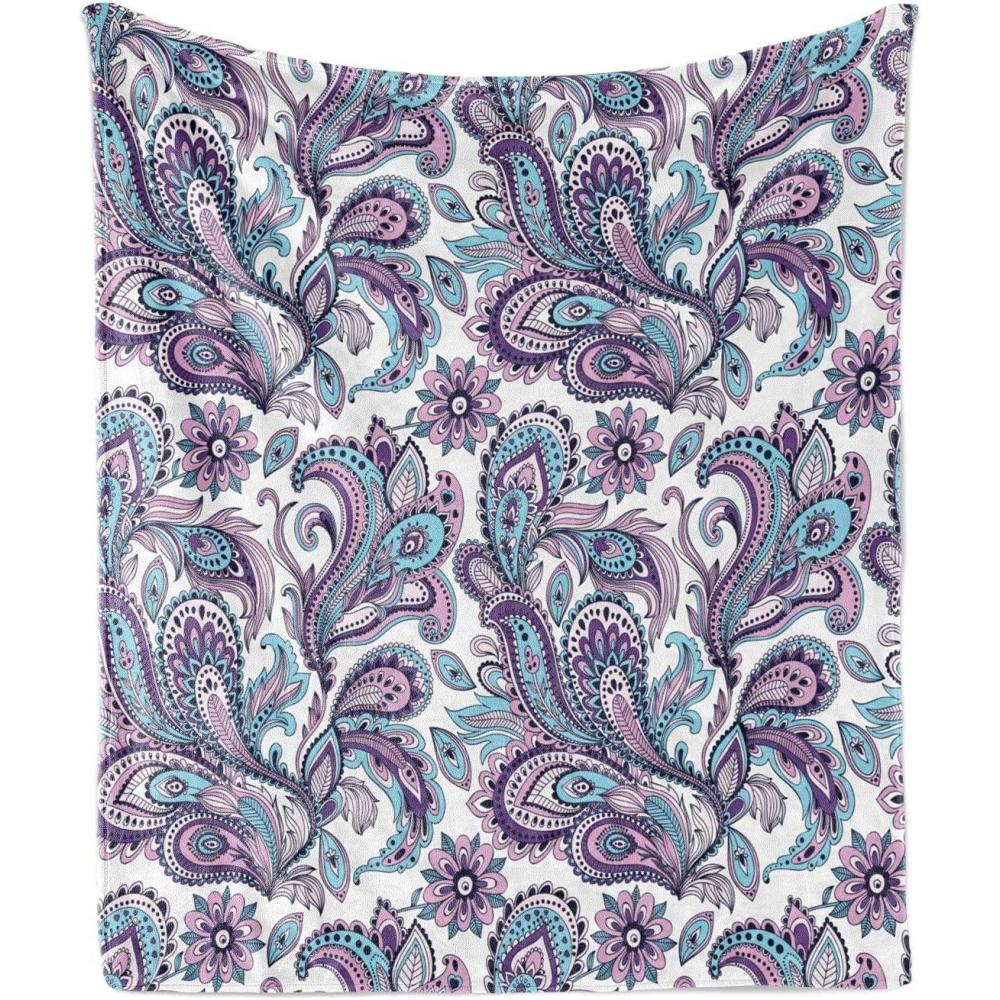 imageAmbesonne Christmas Throw Blanket Xmas Eve Starry Night in Snowy Town with Starry Sky Reindeer and Moon Flannel Fleece Accent Piece Soft Couch Cover for Adults 70quot x 90quot Cocoa Dark Slate BluePurple Blue